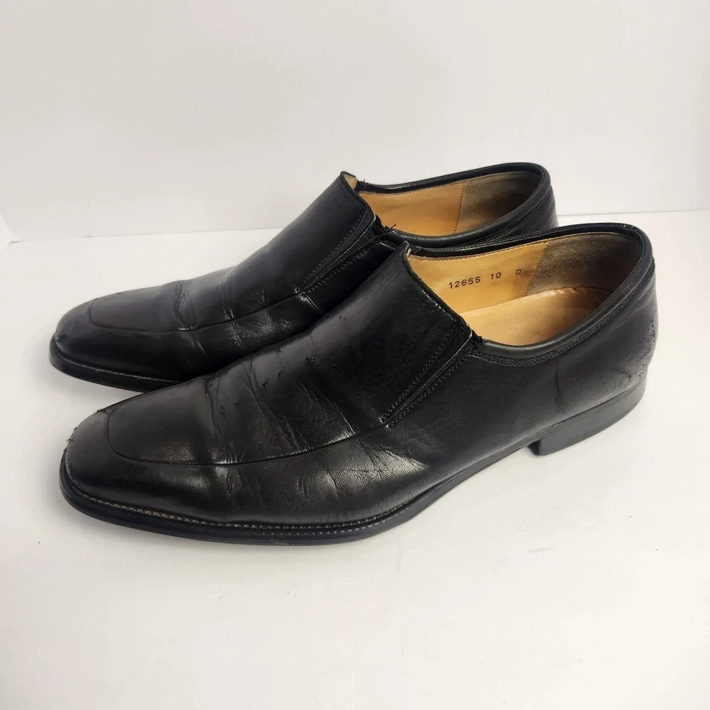 Magnanni Men's Black Leather Classy Comfortable Minimalist Dress Shoes Size 10D‎